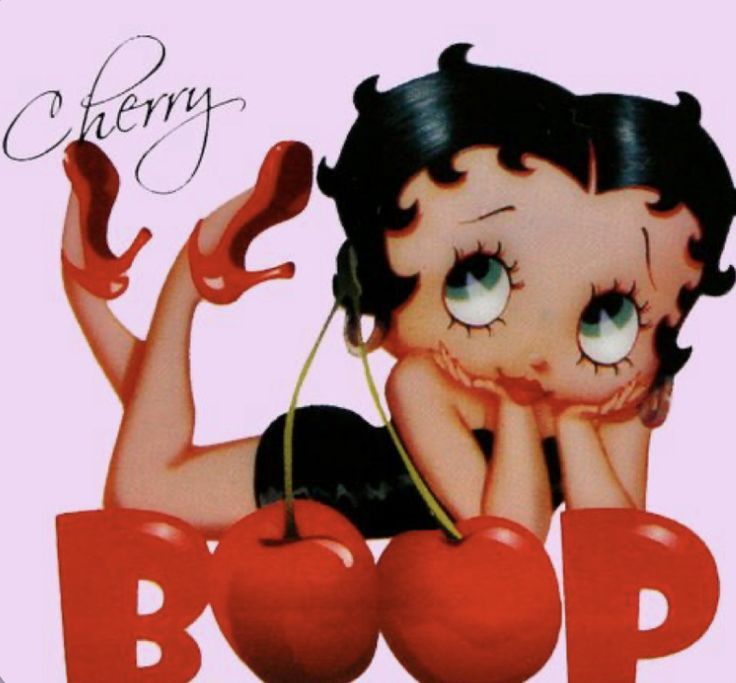 an image of a woman with cherries on her body and the word boop