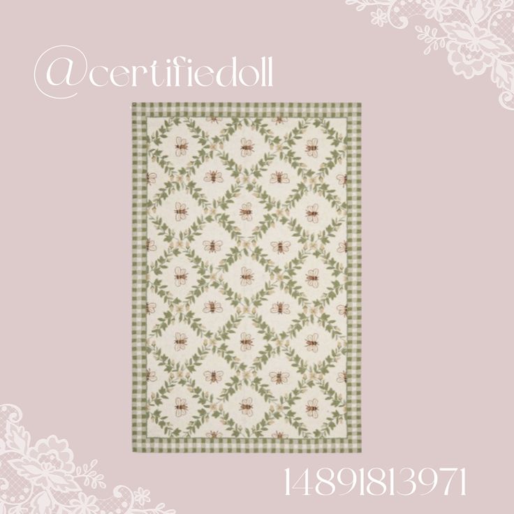 a white and green quilt on a pink background with the words, werrifiedoll