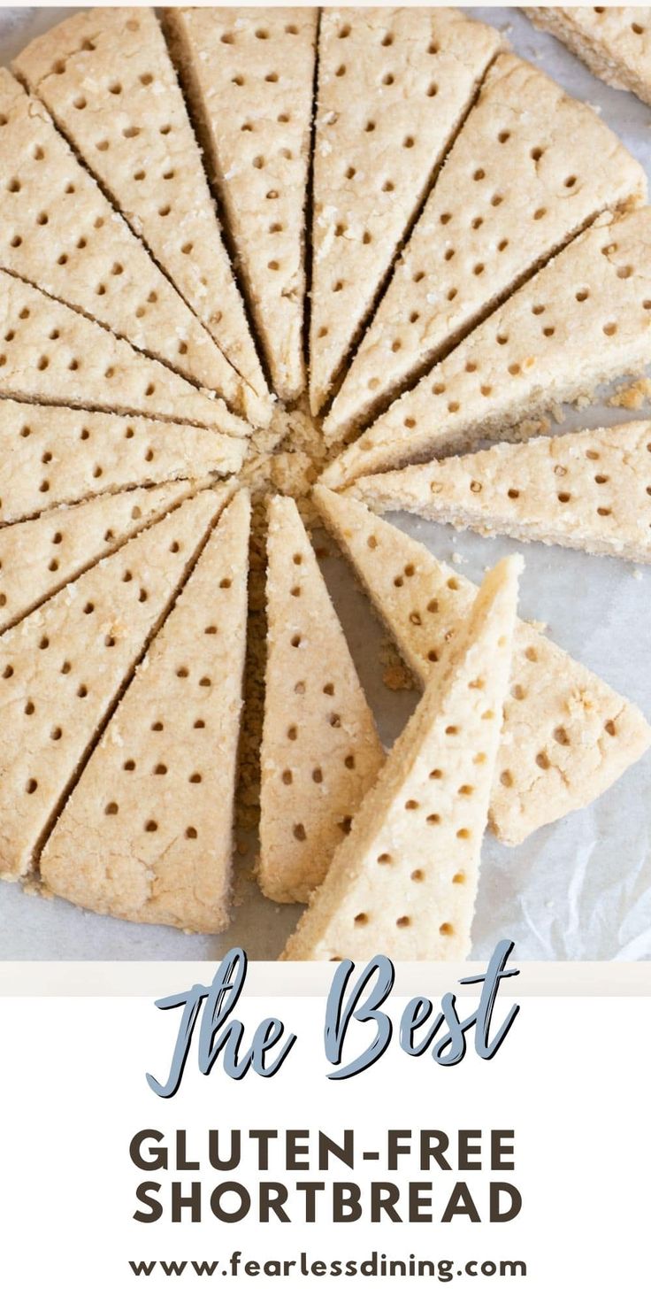 the best gluten - free shortbread crackers with text overlay that reads, the best gluten - free shortbread