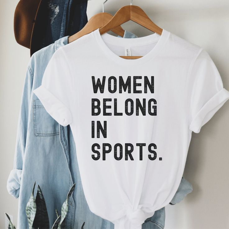 Introducing our Women Belong in Sports T-Shirt- the perfect gift for any female athlete or sports enthusiast! This T-Shirt is a must-have for college sports fans, with its cozy yet stylish design. Our T-Shirt serves as a powerful reminder of the importance of women's representation in sports. It is an inspiring message that celebrates female athletes and encourages girls to participate in sports. This Women Sports T-Shirt is a great choice for athletes looking for something comfortable to wear o Athletic Heather Activewear With Graphic Print For Sports, Athletic Fit Sportswear Tops With Letter Print, Athletic Fit T-shirt With Letter Print For Sports Events, Athleisure T-shirt For Sports Events, Sportswear Activewear For Light Sports With Letter Print, Sporty T-shirt With Comfortable Fit For Sports, Comfortable Fit Sporty T-shirt For Sports, Sporty Activewear With Graphic Print And Comfortable Fit, Comfortable Fit Athleisure T-shirt For Sports