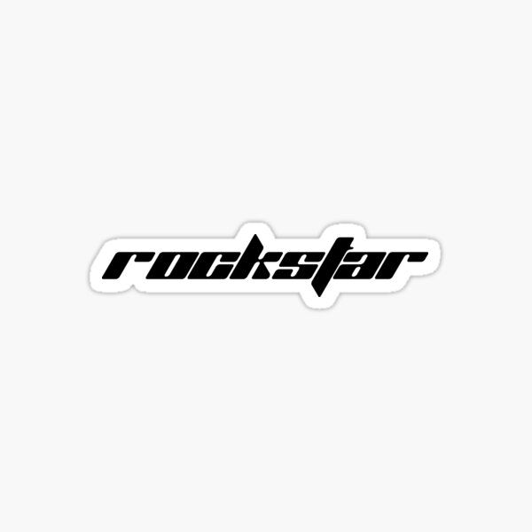 the word rockstar in black and white sticker on a white background with an image of