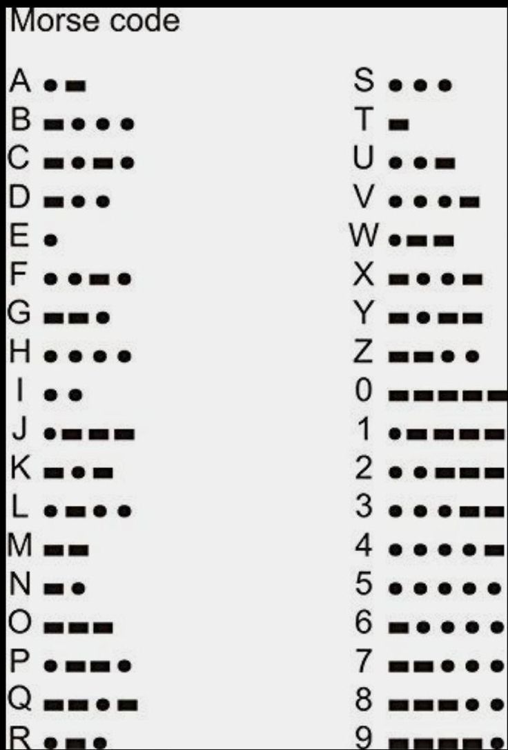 the morse code is shown in black and white, with an arrow pointing to it