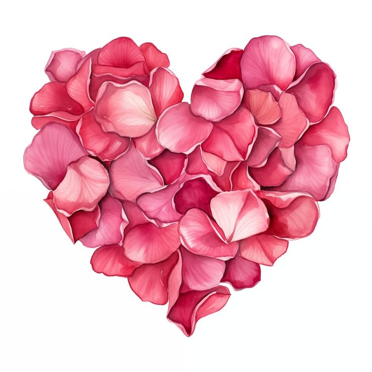 a heart shaped arrangement of pink petals