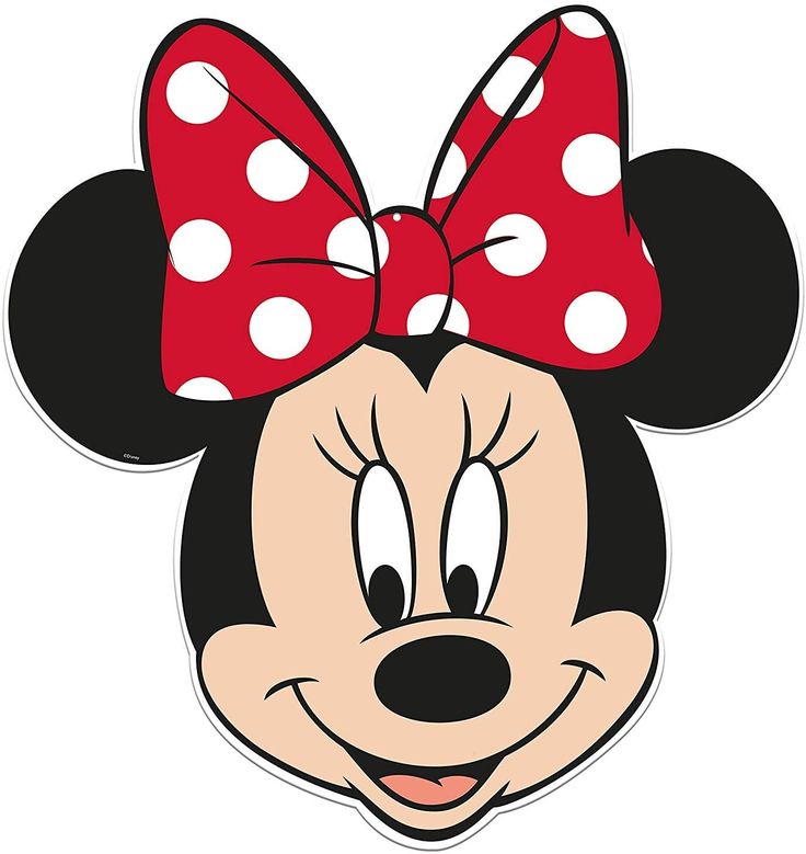 a minnie mouse face with a red bow on it's head