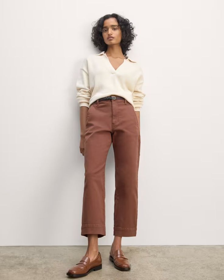 The Utility Straight-Leg Pant Rosewood – Everlane Fall Straight Leg Chinos With Welt Pockets, Fall Tapered Leg Work Pants With Welt Pockets, Relaxed Fit Wide Leg Fall Chinos, Fall Wide-leg Relaxed Fit Chinos, Fall Wide Leg Relaxed Fit Chinos, Chic Cotton Straight Leg Work Pants, Chic Cotton Work Pants With Straight Leg, Fall Wide Leg Cotton Chinos, Chic Cotton Straight Work Pants