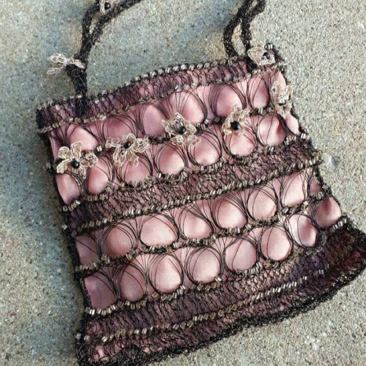 Beautiful And Rare Bag Never Used Measures 6 X 6 Inches With 6 Inch Straps Beautiful Metal Crochet Design With Glass Beads All Handmade And One Of A Kind A Lisa Tolend Original Silk Lining A Gorgeous Little Bag Chic Pink Beaded Shoulder Bag, Elegant Pink Crochet Bag For Everyday Use, Elegant Everyday Beaded Crochet Bag, Vintage Pink Beaded Bag, Chic Pink Embellished Bags, Elegant Pink Rectangular Crochet Bag, Pink Handmade Crochet Evening Bag, Lv Key Pouch, Louis Vuitton Wristlet