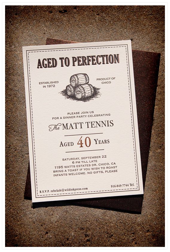 an aged to perfection wedding card with the words, aged to perfection written on it