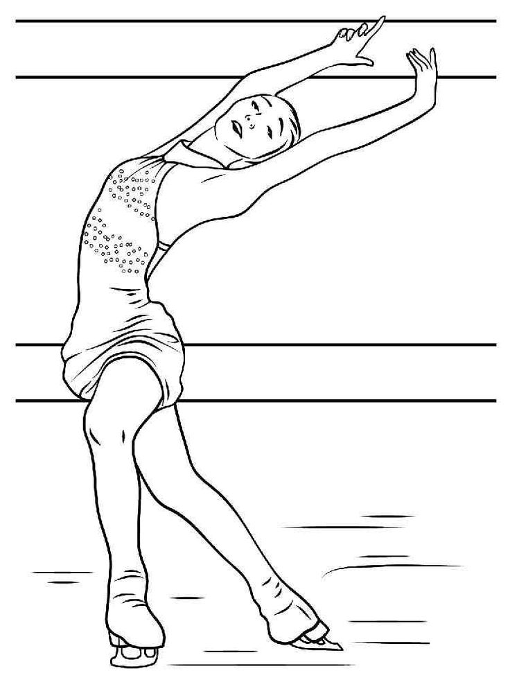 a woman is skating on the ice rink coloring pages for kids and adults to color