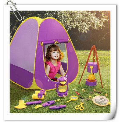 a child's play tent with tools in it