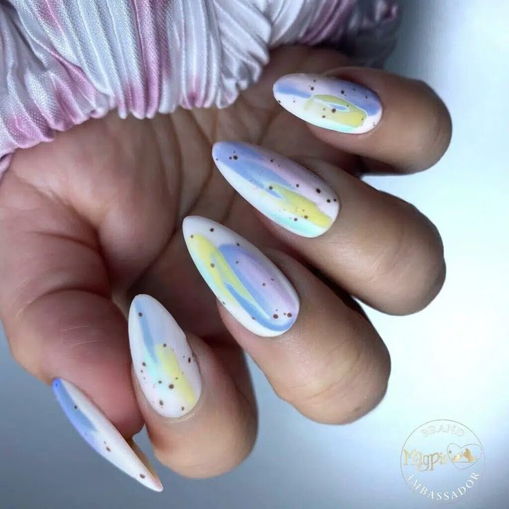 Nail Designs Summer Almond, Classy Easter Nails, Classy Easter, Almond Nails Designs Summer, Almond Nail Designs, Classy Almond Nails, Easter Nail Art Designs, Almond Nail Art, April Nails