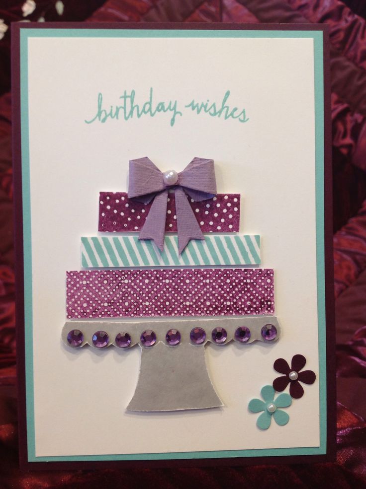 a handmade birthday card with a cake on it's side and the words happy birthday wishes