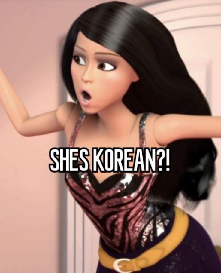 an animated image of a woman in a dress with the caption she's korean?