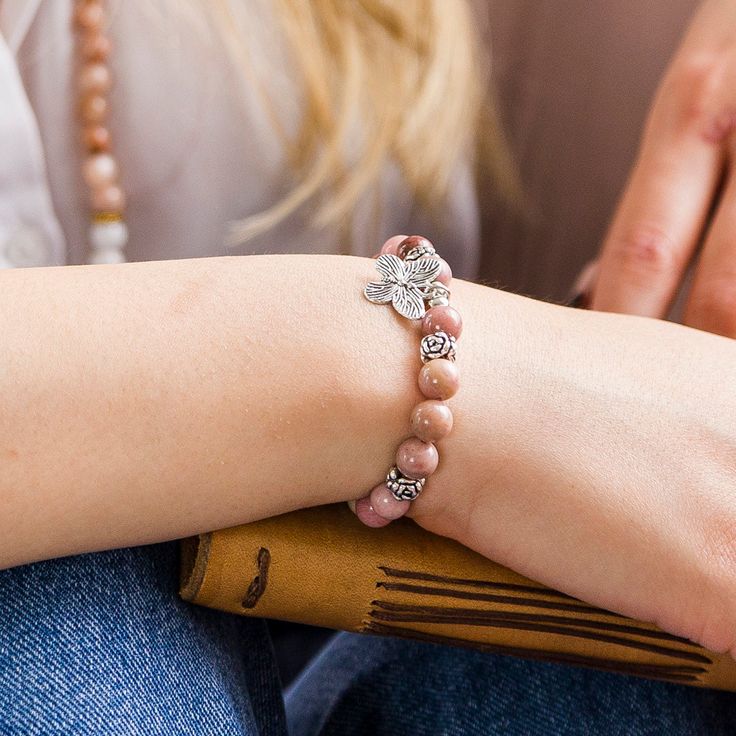 Rhodonite 'Devotion' Bracelet – Evolve Mala Holistic 8mm Beaded Jewelry As A Gift, Holistic 8mm Beaded Jewelry Gift, Holistic Jewelry With 8mm Beads As Gift, Holistic Jewelry With 8mm Beads For Gifts, Rose Quartz Bracelet For Meditation, Spiritual Gemstone Beads Crystal Bracelet Gift, Rose Quartz 8mm Bead Jewelry As Gift, Rose Quartz 8mm Beads Jewelry Gift, Spiritual Hand-strung Bracelets For Friendship