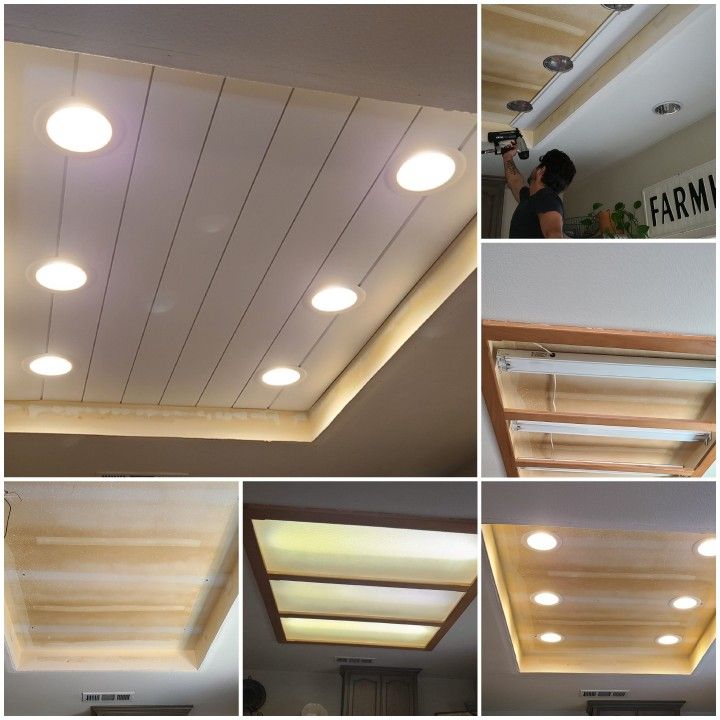 several pictures of different lighting fixtures in a room