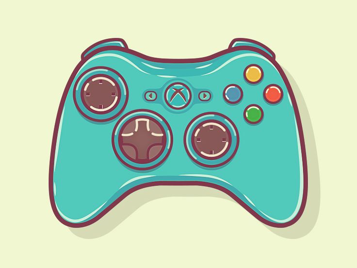 a blue game controller with buttons on the front and side, in a cartoon style