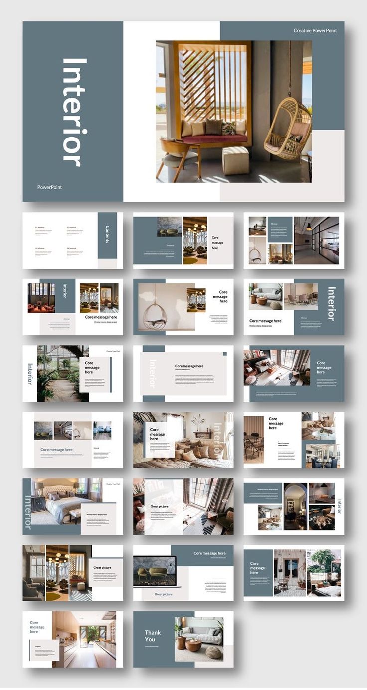 the interior design presentation is shown in brown and white colors, including an open - ended layout