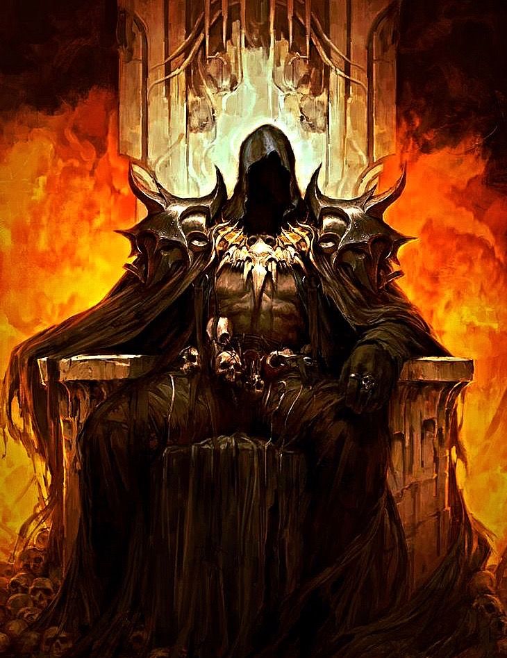 a man sitting on top of a throne in front of a fire