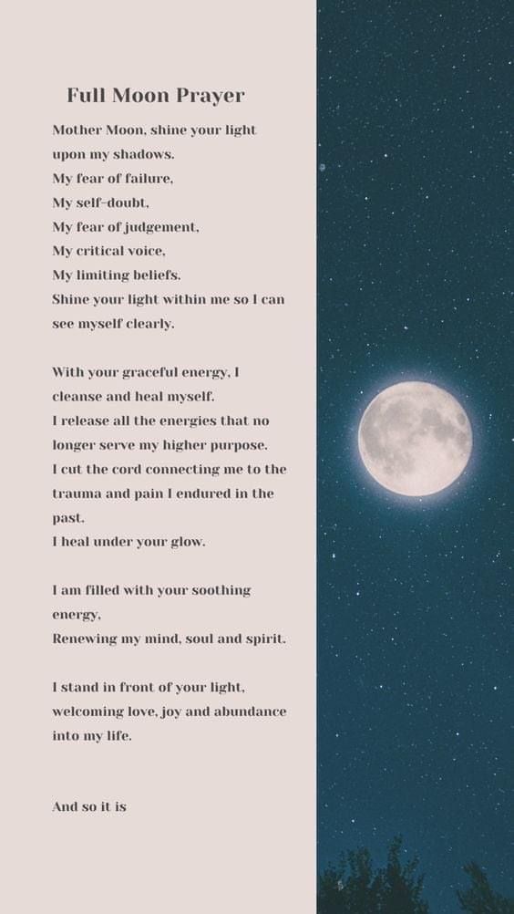 Moon Goddess Prayers, Full Moon Ritual Outside, Wicca Full Moon, Full Moon Chant, Full Moon Invocation, Pink Moon Prayer, What Spells To Do On A Full Moon, Full Moon Chants, Witchy Full Moon Rituals