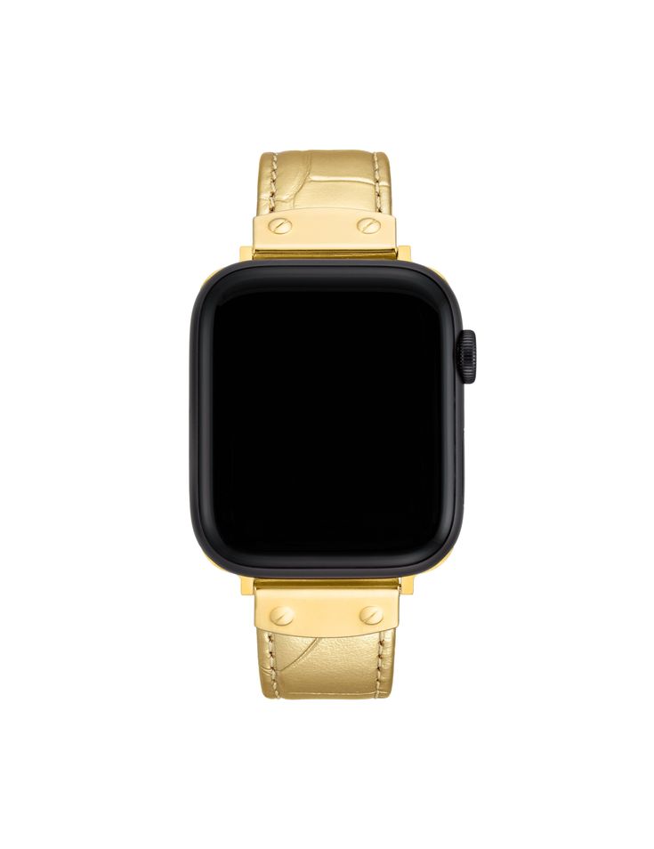 Anne Klein Gold-Tone Croco Leather Band for Apple Watch® Apple Watch Royal Oak, Elegant Leather Apple Watch Band For Business, Elegant Leather Strap Apple Watch Band For Business, Classic Leather Gold Apple Watch Band, Elegant Gold Leather Apple Watch Band, Anne Klein Watch, January 2nd, Apple Watch Accessories, Apple Watch Band