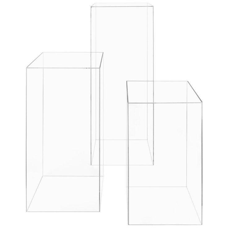 three clear boxes sitting next to each other