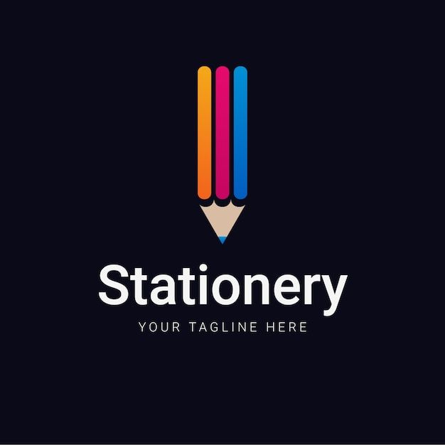 the stationery logo is designed with colored pencils