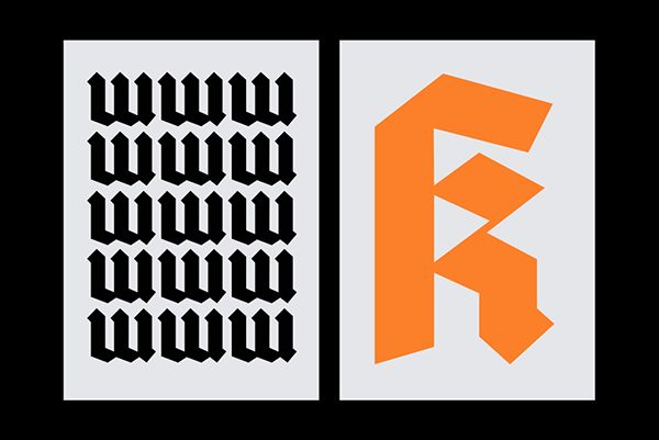 an orange and black logo with the letter f in it's center, next to another type of font