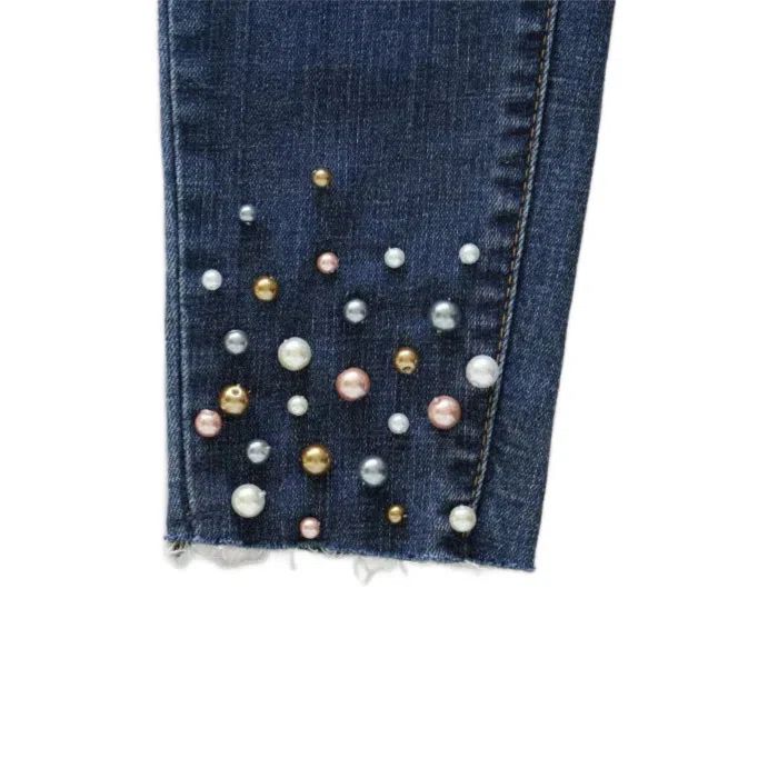 High-End Hack: Pearl Hem Pant Tutorial Pants Tutorial, Overhand Knot, Fabric Embellishment, Beading Thread, Designer Denim, Beading Needles, Embellished Denim, How To Hem Pants, Denim Design