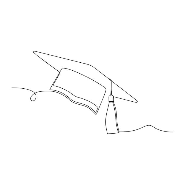 a black and white drawing of a graduation cap