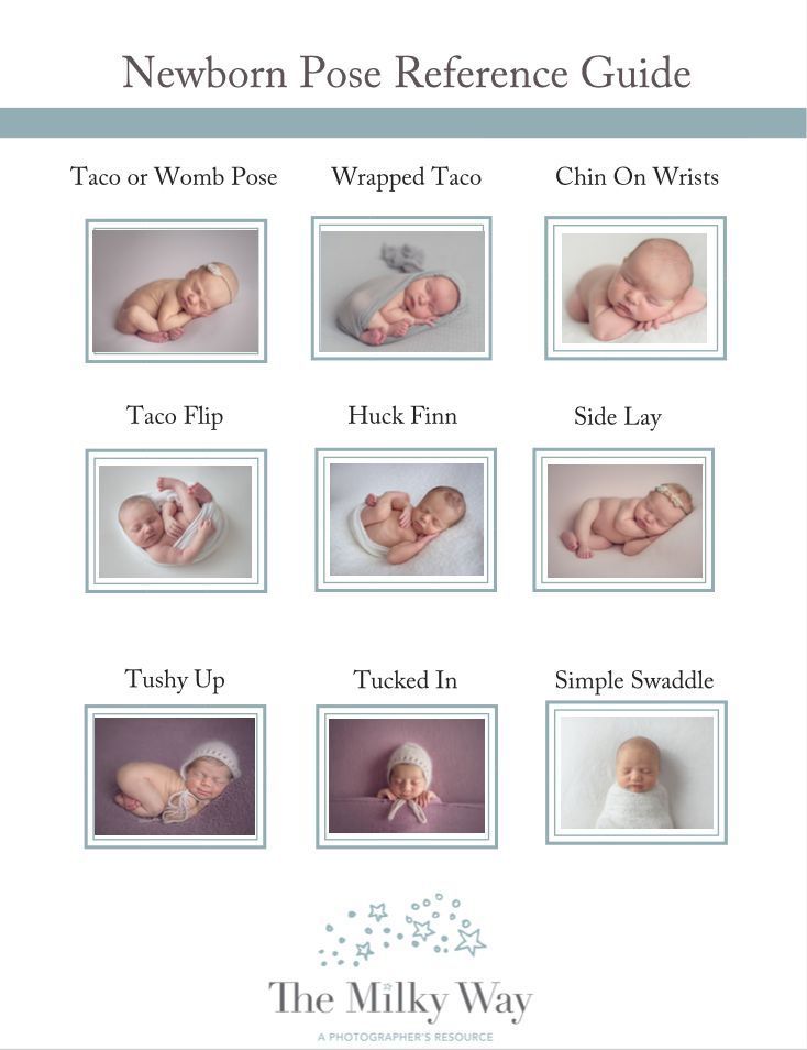 the newborn pose reference guide is shown