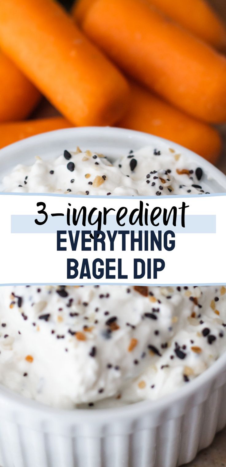 three ingredient everything bagel dip with carrots in the background