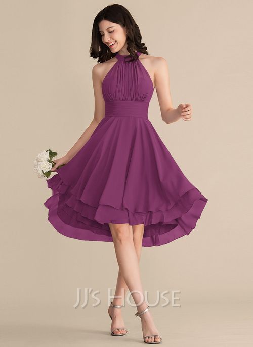 Dress Designs For Women, Purple Bridesmaid Dress, Tea Length Bridesmaid Dresses, Summer Bridesmaid Dresses, Chiffon Cocktail Dress, Purple Bridesmaid Dresses, Best Dress, Semi Formal Dresses, Short Bridesmaid Dresses