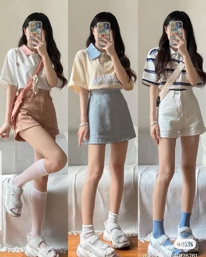 Summer Korean Outfits, Cute Korean Fashion, Korean Summer Outfits, Outfit Korean Style, Simple Style Outfits, Korean Outfit Street Styles, Kawaii Diy, 사진 촬영 포즈, Korean Casual Outfits