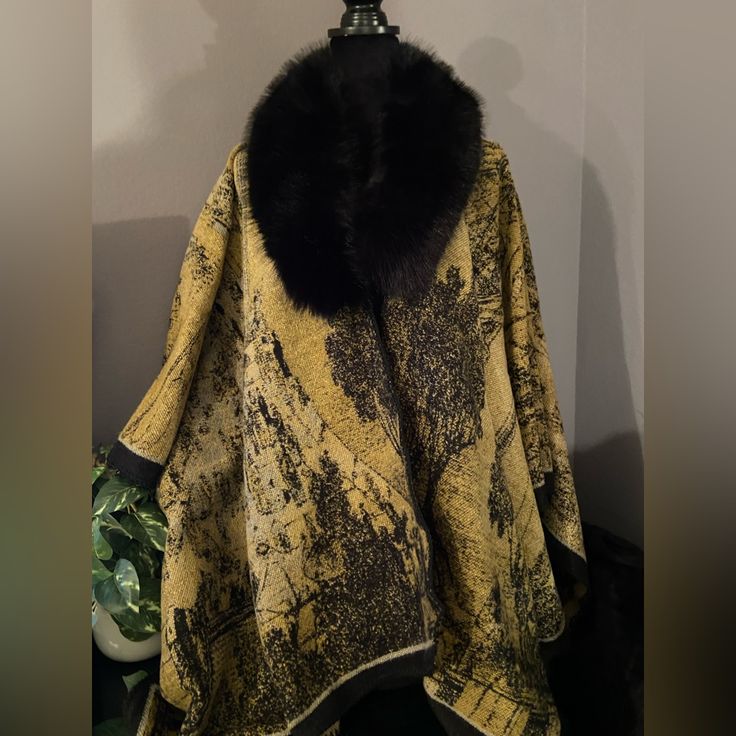 Nwot ~ Beautiful Patterned Shawl ~ Collar Sold Separately In Boutique Wrap Coats For Women, Cocoon Cardigan, Leather Vest, Shawl Collar, Coats For Women, Shawl, Cape, Jackets & Coats, Jackets For Women