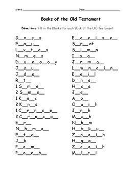 the book of the old testament is shown in this printable worksheet for kids