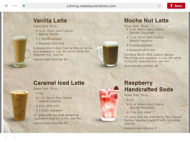 a menu with different types of drinks on it and instructions to make them at home