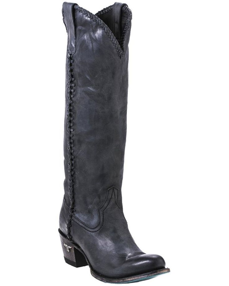 Lane Women's Plain Jane Distressed Round Toe Western Boots Tall Black Cowboy Boots, Cowgirl Boots Round Toe, Tall Western Boots, Leather Braiding, Tall Western Boot, Lane Boots, Black Cowboy Boots, Hiking Shoes Women, Plain Jane