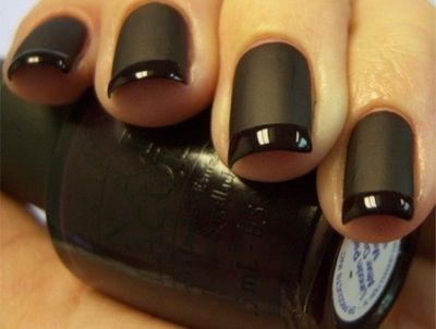 Matte french manicure. Black French Manicure, Matte Black Nails, Matte Nail Polish, Celebrity Nails, Nail Polish Trends, Valentine Nails, Black Nail Polish, Nice Nails, New Nail Art