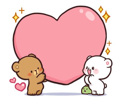 two teddy bears are holding a big heart