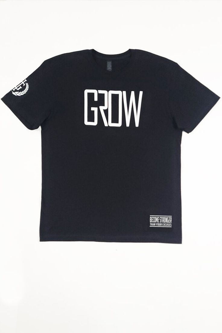 GROW Black Workout T-Shirt Urban Crew Neck T-shirt With Logo Print, Relaxed Fit Crew T-shirt With Logo Print, Pre-shrunk Crew T-shirt For Streetwear, Graphic Tee T-shirt With Logo Print, Crew Neck, Graphic Tee With Logo Print Crew Neck, Pre-shrunk Crew Top For Streetwear, Graphic Print Crew Neck Tee, Cotton Graphic Print Crew Top, Unisex Crew Neck T-shirt With Text Print