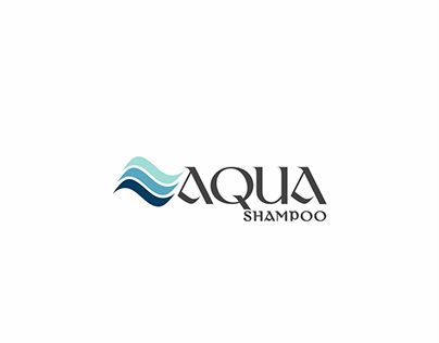 the logo for aqua shampooo is shown in black and white, with blue waves