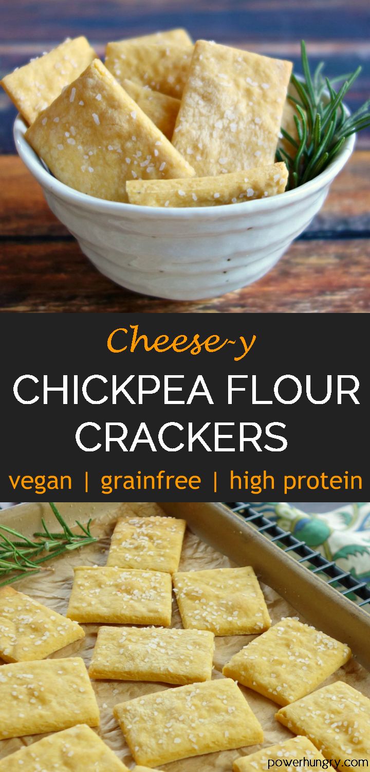 cheesey chickpea flour crackers in a white bowl with rosemary sprigs