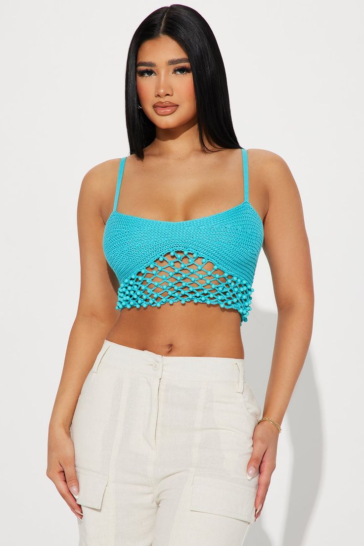 Forever 21 Crochet Top For Summer Beach, Fitted Crochet Top For Beach Cover-up, Handmade Crochet Top For Spring Beach Cover-up, Multicolor Crochet Top For Spring Beach Cover-up, Fitted Sleeveless Crochet Top As Beach Cover-up, Bead Crochet, Sweater Fashion, Active Wear For Women, Fashion Nova