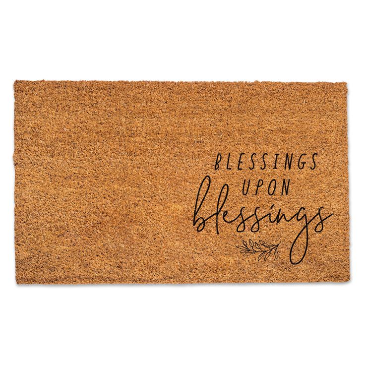 a door mat with the words blessing upon blessings written on it in cursive writing