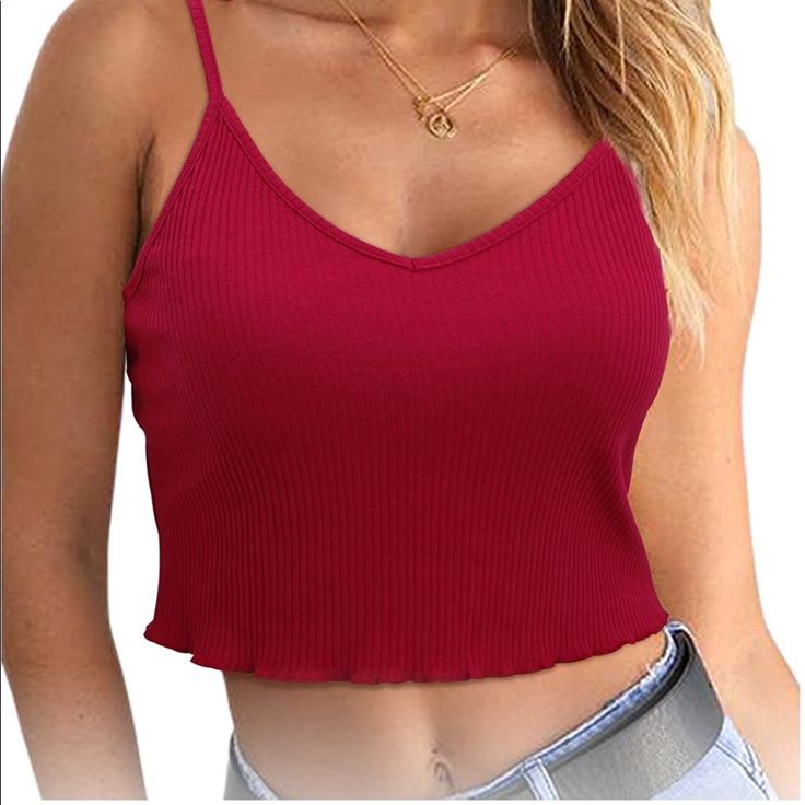 Nwt Summer Vneck Spaghetti Strap Crop Tank Top. Size Large Specific Sizes Are In Photos. 95% Cotton 5%Spandex. Suitable For All Seasons(Daily Wear,Fitness,Club,Party Beach) You Can Wear It With Any Clothes(Jackets,Jeans,Shorts,Skirt) Bust: 87cm/37-39” Length: 37cm/14.6”. Fast Shipping. Feel Free To Ask Any Questions. Accepting Reasonable Offers. Thank You For Visiting My Closet Trendy V-neck Tank Top, Casual Seamless V-neck Camisole, Red Stretch V-neck Tank Top, Fitted Red V-neck Camisole, Red Trendy Tank Strap Tops, Trendy Red Tops With Tank Straps, Trendy Red Tank Top, Casual Stretch Camisole With V-neck, Casual Stretch V-neck Camisole