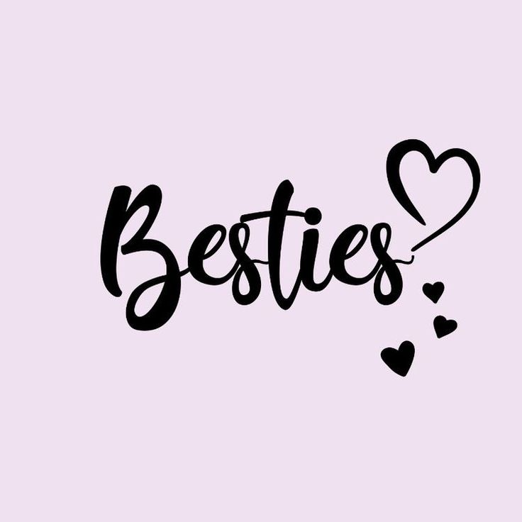 the word besties written in black ink on a light pink background with hearts around it