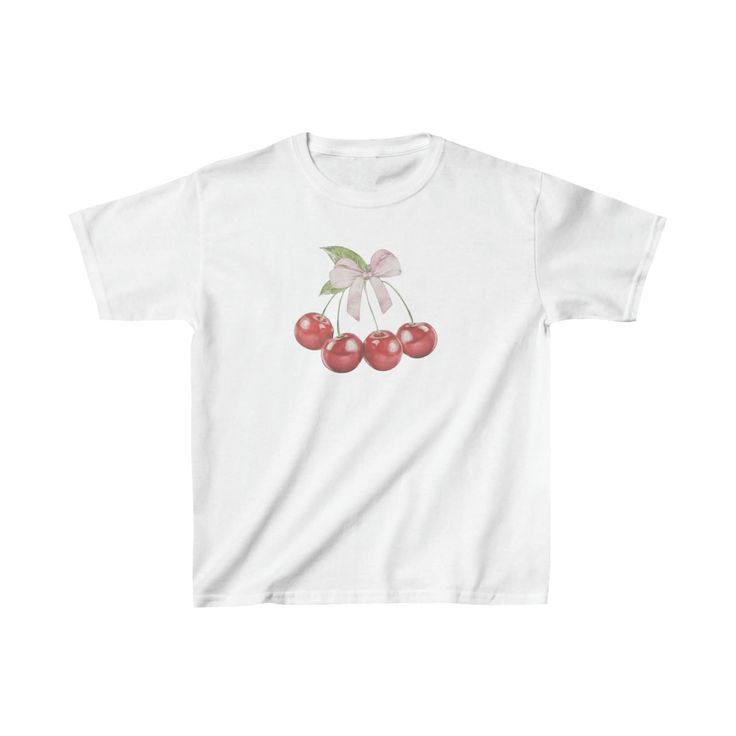 a white t - shirt with cherries on it