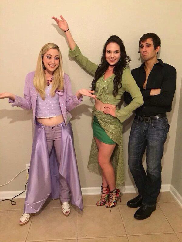 three people standing next to each other in front of a wall with the caption that reads, these halloween costumes are what dreams are made of