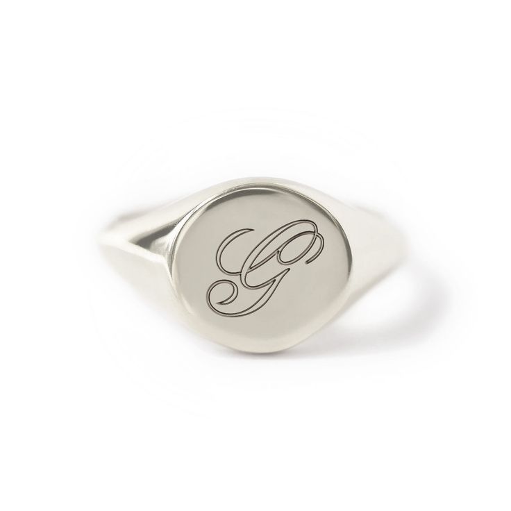 An elegant Script Initial engraved onto our bold Signet Ring. Good weight with a smooth comfort fit polish. Sterling Silver Hypoallergenic, lead and nickel free Diameter 10mm Band Thickness 2mm #R010 Minimalist Open Signet Ring With Engraving Option, Elegant Everyday Signet Ring Stamped 925, Silver Monogram Engraved Ring For Wedding, Everyday Engraved Initials Open Ring, Personalized Timeless Rings For Everyday, Timeless Personalized Rings, Everyday Engraving Ring Jewelry, Timeless Everyday Personalized Rings, Everyday Personalized Timeless Rings