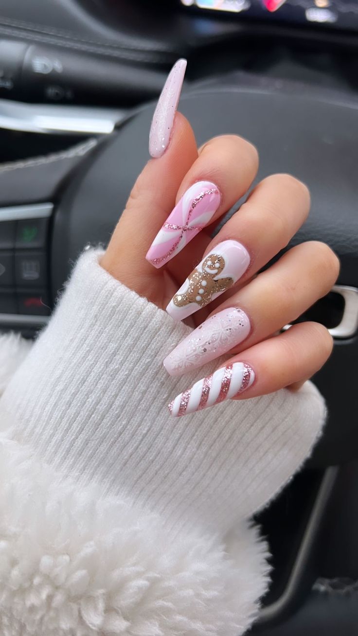 Nail Art Funky, Winter Nails Acrylic, Cute Christmas Nails, Long Nail, Festival Nails, Xmas Nails, Luxury Nails, Christmas Nail Designs, Christmas Nail