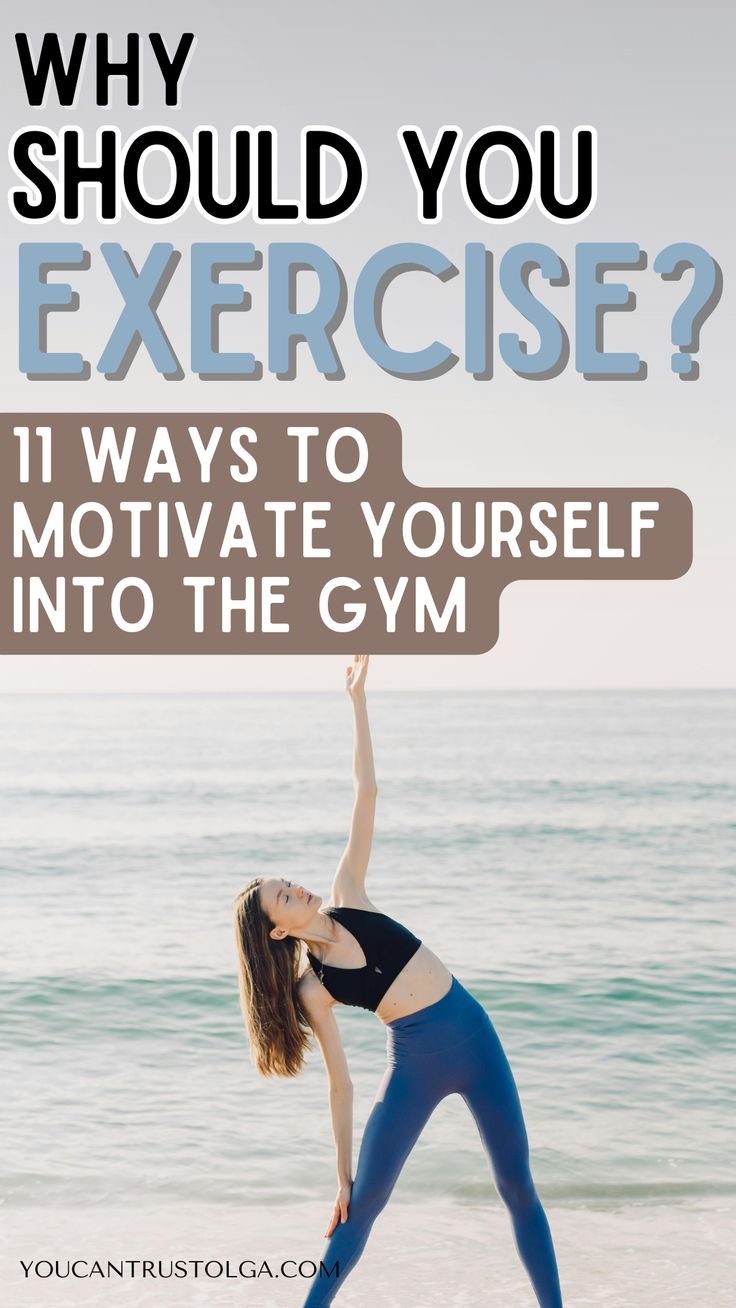 a woman doing yoga on the beach with text that reads why should you exercise?